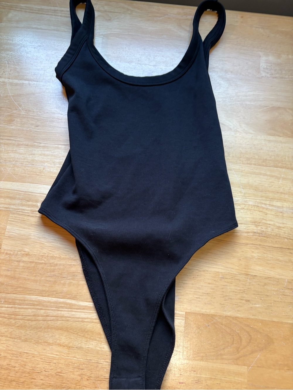 Zara Black Ribbed Scoop Neck Bodysuit